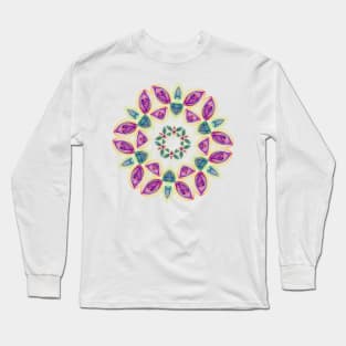 Butterfly Angel Wings | Harmonograph Kaleidoscope Green Pink Yellow White Long Sleeve T-Shirt